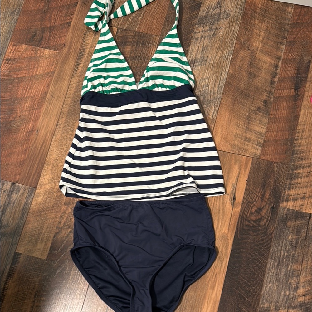 Anne Klein Green and Blue Tankkini Swimwear